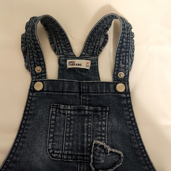Epic Threads Blue Denim Overalls with Heart Detail - Picture 2 of 2